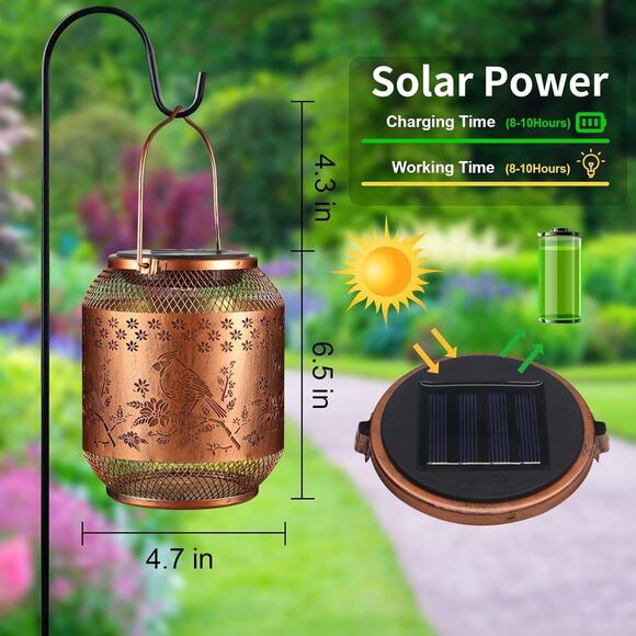 Solar Lanterns Outdoor Waterproof Christmas Birthdays Gifts for Women Mom Grandm - Picture 2 of 5